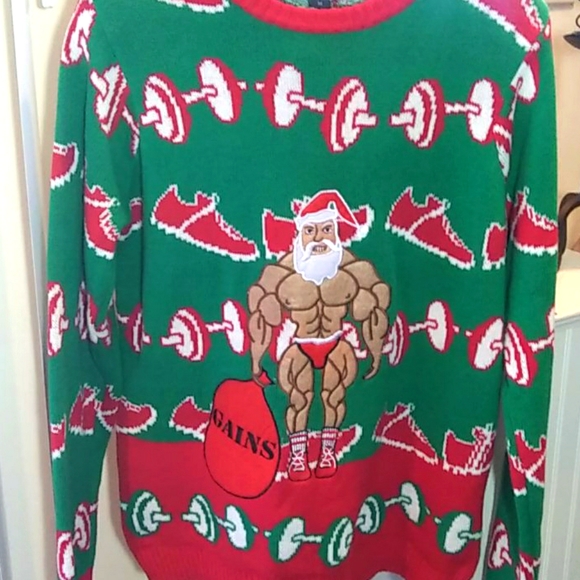 muscle santa sweater